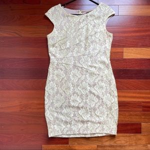 Dressbarn Yellow Beige Lace Dress